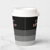Rose Gold Script Black Grace Streifen Geburtstag Pappbecher (Rechts)