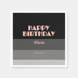 Rose Gold Script Black Grace Streifen Geburtstag Serviette