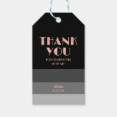 Rose Gold Script Black Gray Streifen Vielen Dank Geschenkanhänger (Vorderseite)