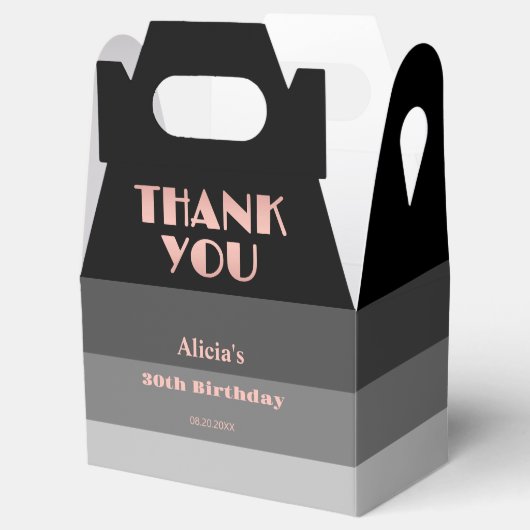 Rose Gold Script Black Gray Streifen Vielen Dank Geschenkschachtel (Geöffnet)