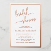 Rose Gold Script Brautparty Folieneinladung (Vorderseite)