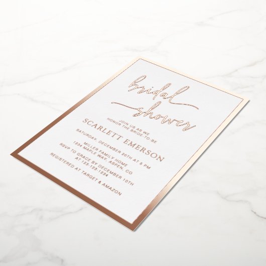 Rose Gold Script Brautparty Folieneinladung (Gedreht)