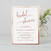 Rose Gold Script Brautparty Folieneinladung (Stehend vorne)