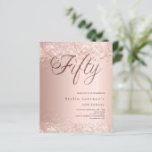 Rose Gold Script Budget 50. Geburtstagseinladung (Stehend Vorderseite)