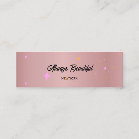 Rose Gold Script Calligraphy Mini Visitenkarte (Vorderseite)