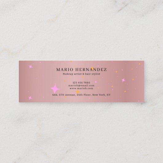 Rose Gold Script Calligraphy Mini Visitenkarte (Rückseite)