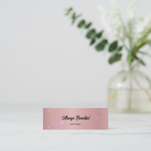 Rose Gold Script Calligraphy Mini Visitenkarte (Stehend Vorderseite)