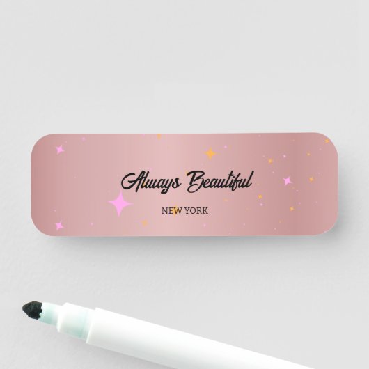 Rose Gold Script Calligraphy Namensschild (Beispiel)