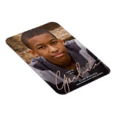 Rose Gold Script Foto Abschluss Ankündigung Magnet (Rechte Seite)