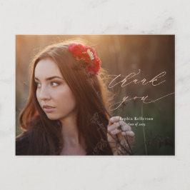 Rose Gold Script Foto Abschluss Vielen Dank Postkarte