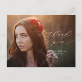 Rose Gold Script Foto Abschluss Vielen Dank Postkarte (Vorderseite)