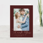 Rose Gold Script Foto Hochzeit Dankeskarte (Vorderseite)