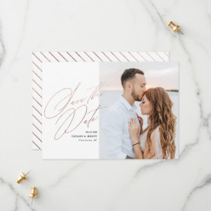 Rose Gold Script Foto Imitat Fossilien Save The Date