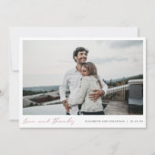 Rose Gold Script Foto Liebe und Dank Hochzeit Dankeskarte (Vorderseite)