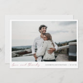 Rose Gold Script Foto Liebe und Dank Hochzeit Dankeskarte (Vorne/Hinten)