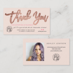 Rose Gold Script Foto Logo Rosa Reihenfolge Vielen Visitenkarte