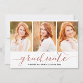 Rose Gold Script FotoCollage | Graduierungspartei Einladung (Vorderseite)