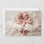 Rose Gold Script Girl Twins Babies 3 Photo Collage Dankeskarte (Rückseite)