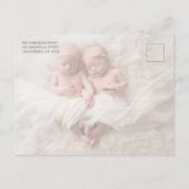 Rose Gold Script Girl Twins Baby Foto Vielen Dank Postkarte (Rückseite)