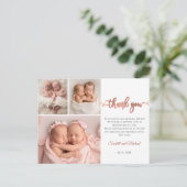 Rose Gold Script Girl Twins Baby Foto Vielen Dank Postkarte (Stehend Vorderseite)