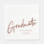 Rose Gold Script Graduate Einftiger Abschluss Serviette (Vorderseite)
