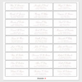 Rose Gold Script Guest Names Adressenaufkleber Aufkleber (Blatt)