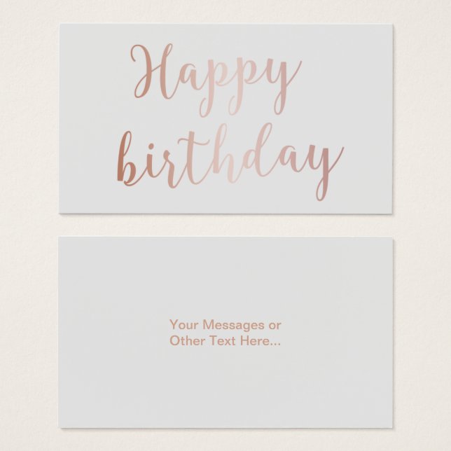 Rose Gold Script "Happy Birthday" Klasse Grau (Vorne & Hinten)