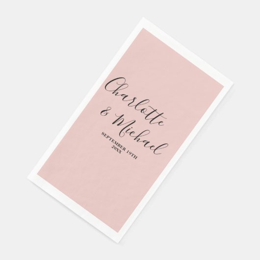 Rose Gold Script Minimalistisch Wedding Serviette (Ecke)