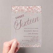 Rose gold script modern Sweet 16 clear Acryleinladungen (Insitu (Handheld))