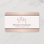 Rose Gold Script Monogram Beruflich Consultant Visitenkarte (Vorderseite)