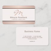 Rose Gold Script Monogram Beruflich Consultant Visitenkarte (Vorne/Hinten)