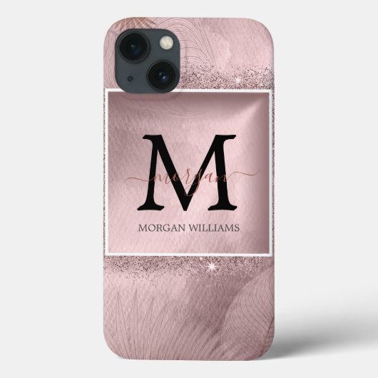 Rose Gold Script Monogram Case-Mate iPhone Hülle (Rückseite)