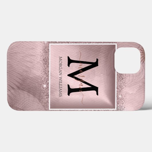 Rose Gold Script Monogram Case-Mate iPhone Hülle (Rückseite (Horizontal))