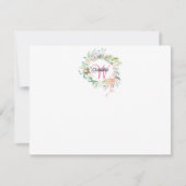 Rose Gold Script Monogram Floral Mitteilungskarte (Vorderseite)