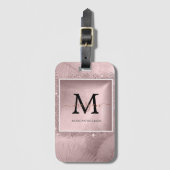 Rose Gold Script Monogram Gepäckanhänger (Vorderseite Vertikal)