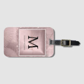 Rose Gold Script Monogram Gepäckanhänger (Vorderseite (Horizontal))
