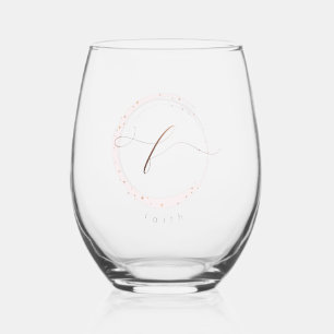 Rose Gold Script Monogram Letter F Weinglas Ohne Stiel