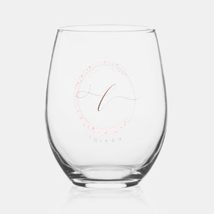 Rose Gold Script Monogram Letter L Weinglas Ohne Stiel