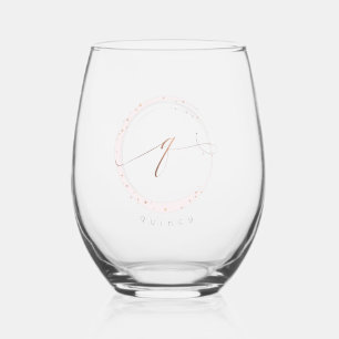 Rose Gold Script Monogram Letter Q Weinglas Ohne Stiel