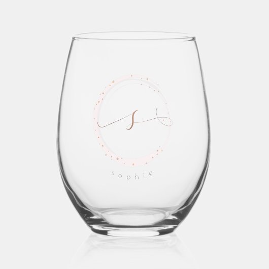 Rose Gold Script Monogram Letter S Weinglas Ohne Stiel (Vorderseite)