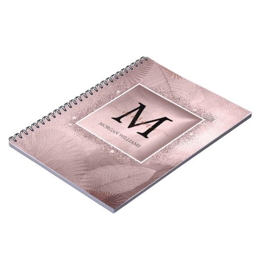 Rose Gold Script Monogram Notizblock (Linke Seite)
