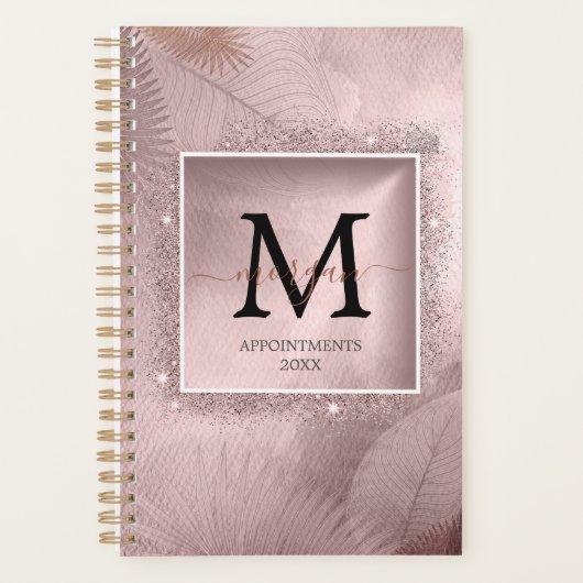 Rose Gold Script Monogram Planer (Vorderseite)