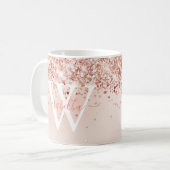 Rose Gold Script Name Monogram Kaffeetasse (Vorderseite Links)