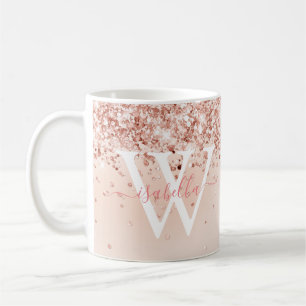 Rose Gold Script Name Monogram Kaffeetasse