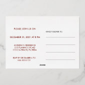 Rose Gold Script Neujahrsfeier Einladung (Rückseite)