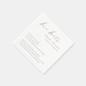 Rose Gold Script Schwarz-weiß Hochzeitsspass Fakte Serviette (Ecke)