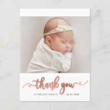 Rose Gold Script Simple Baby Foto Vielen Dank