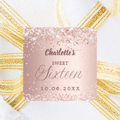 Rose gold script Sweet 16 Quadratischer Aufkleber