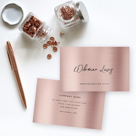 Rose Gold Script Typografie Moderne Minimalistisch Visitenkarte