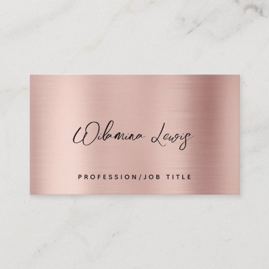 Rose Gold Script Typografie Moderne Minimalistisch Visitenkarte (Vorderseite)